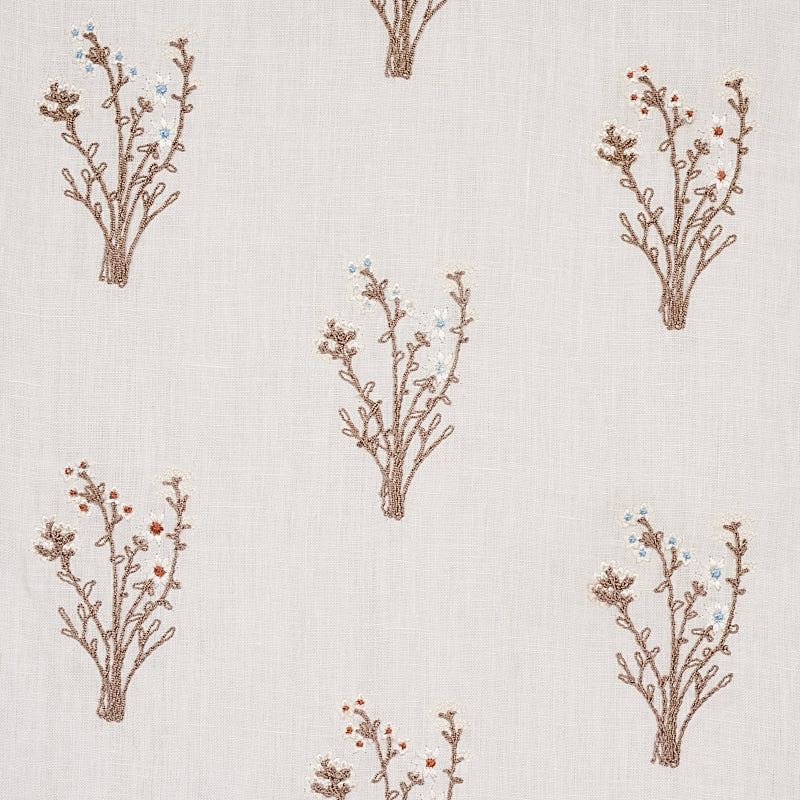 Schumacher Stora Embroidery Ivory Fabric 80401