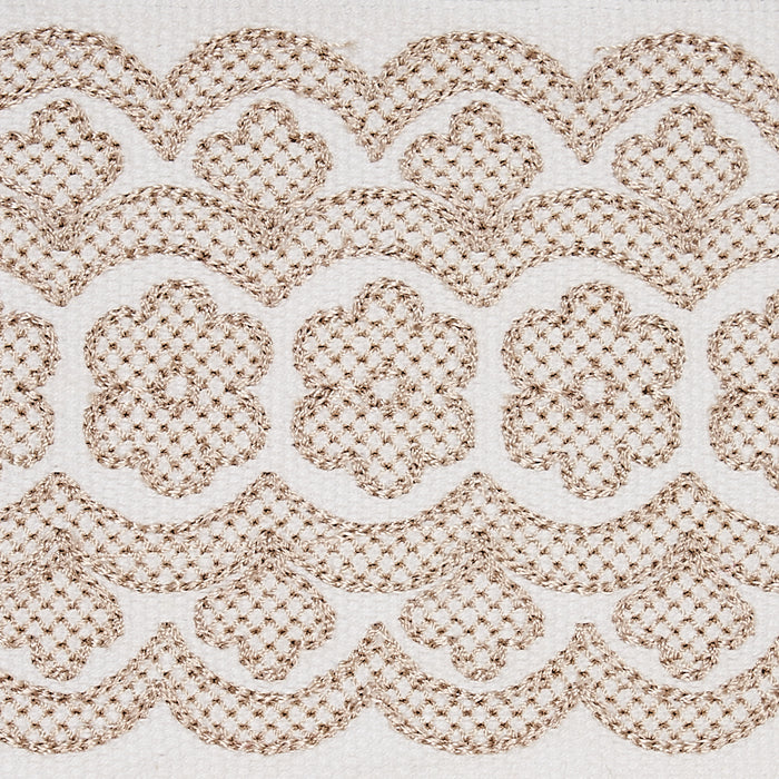 Schumacher Astrid Embroidered Tape Natural Trim Sample 80440