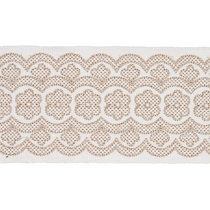 Schumacher Astrid Embroidered Tape Natural Trim Sample 80440