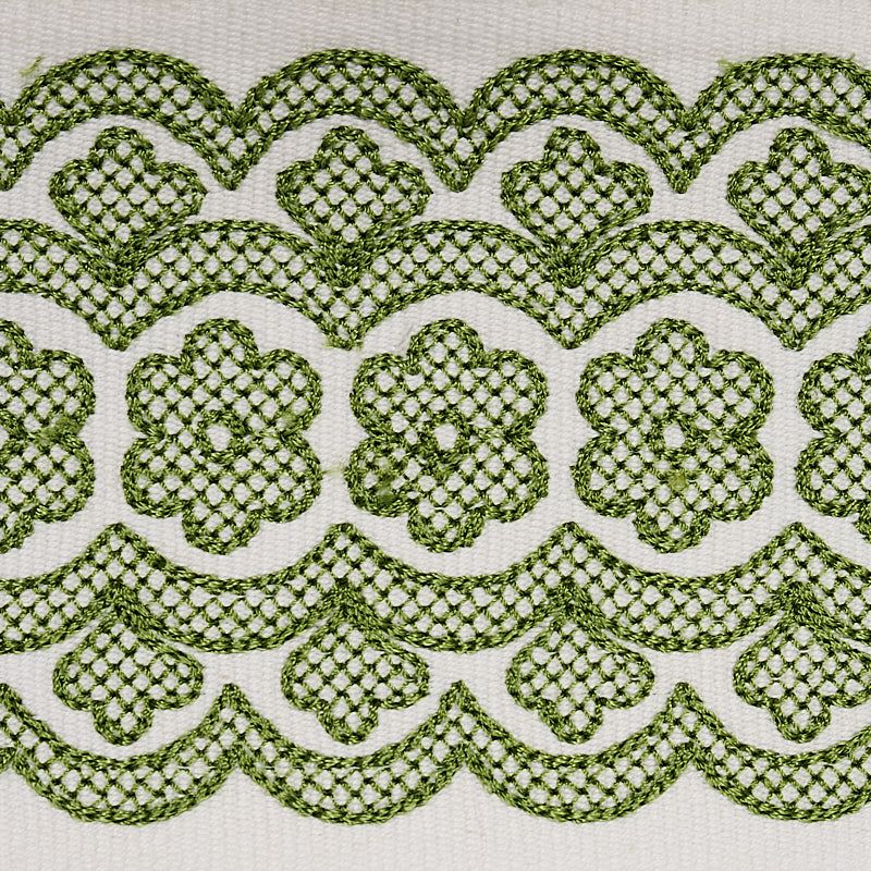 Schumacher Astrid Embroidered Tape Green Trim 80441