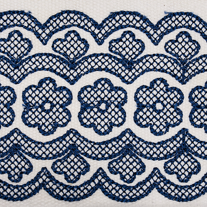 Schumacher Astrid Embroidered Tape Blue Trim 80442