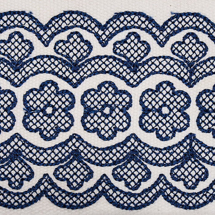 Schumacher Astrid Embroidered Tape Blue Trim Sample 80442