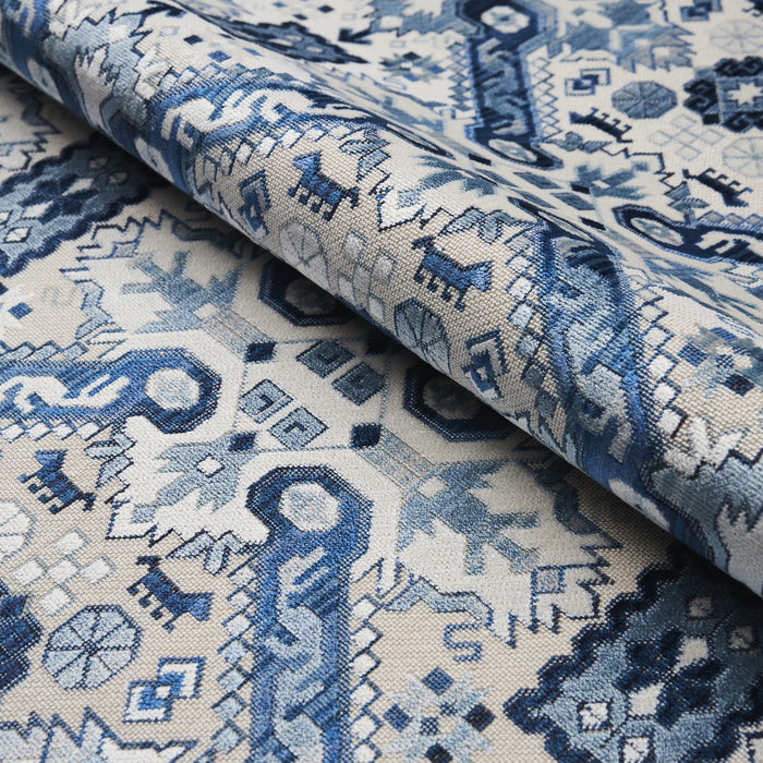 Schumacher Tiraz Velvet Indigo Fabric 80601