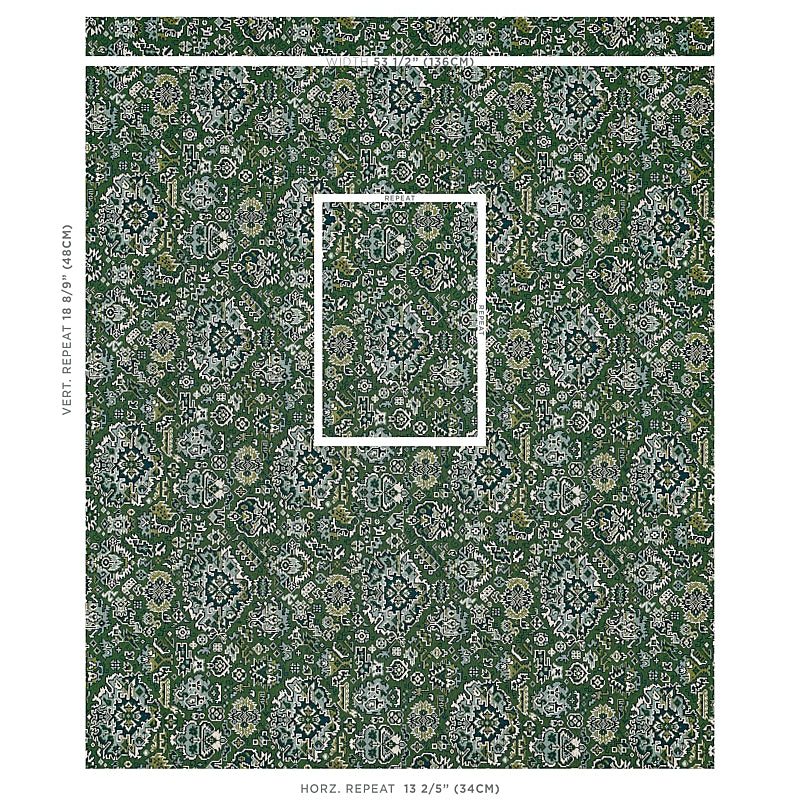 Schumacher Pallay Epingle Emerald Fabric 80620