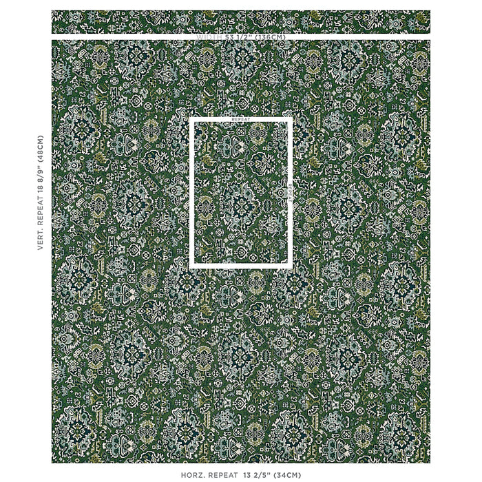 Schumacher Pallay Epingle Emerald Fabric 80620