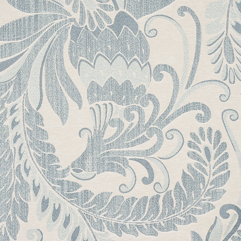 Schumacher Orley Jaquard Blue On Light Blue Fabric 80641