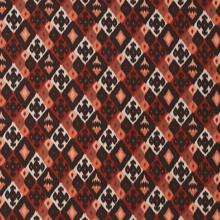 Schumacher Sasha Diamond Ikat Terracotta Fabric Sample 80660