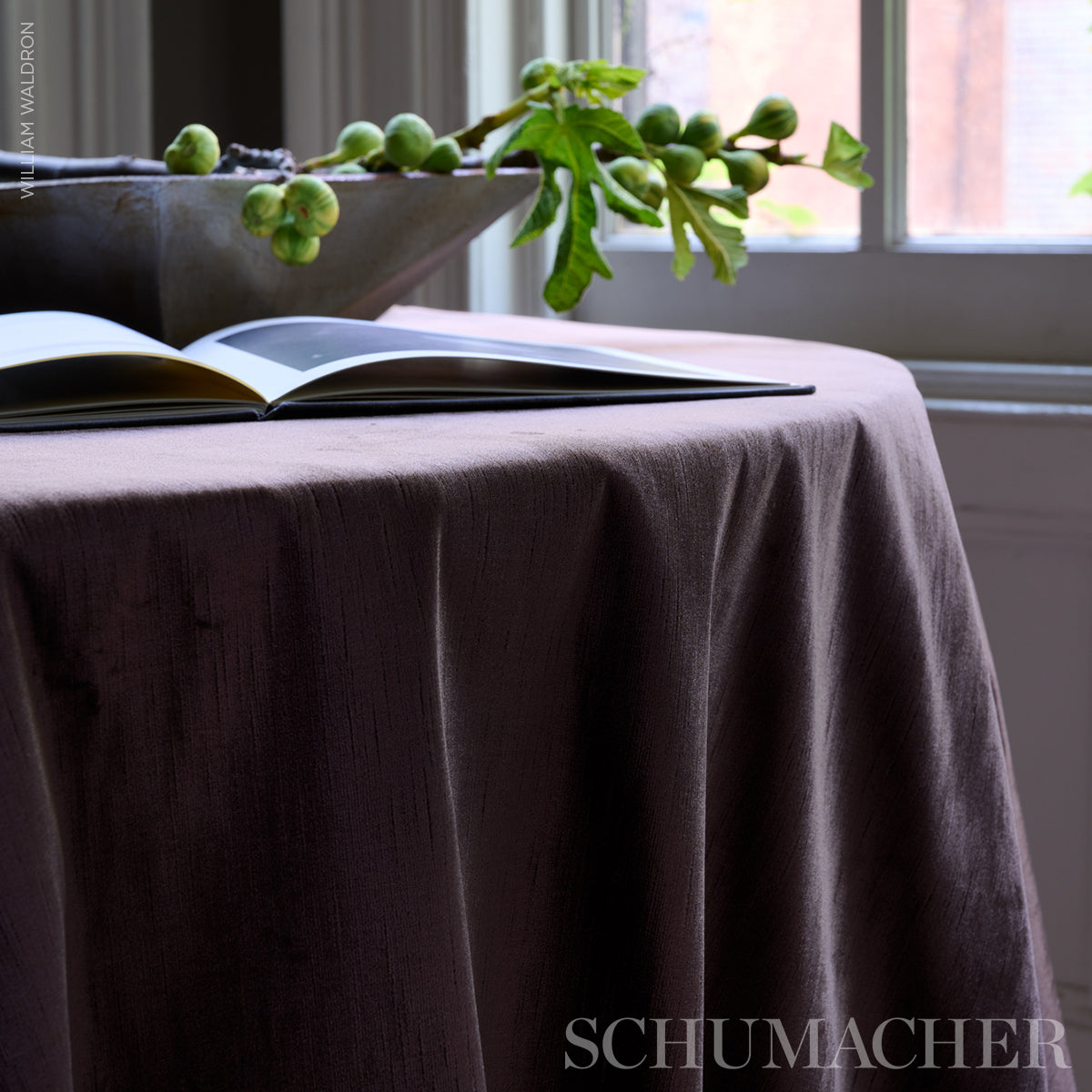 Schumacher Dorothea Silk Velvet Espresso Fabric Sample 80690