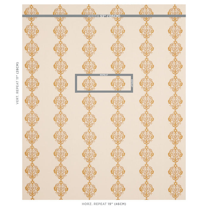 Schumacher Constantine Natural & Ochre Fabric Sample 80712