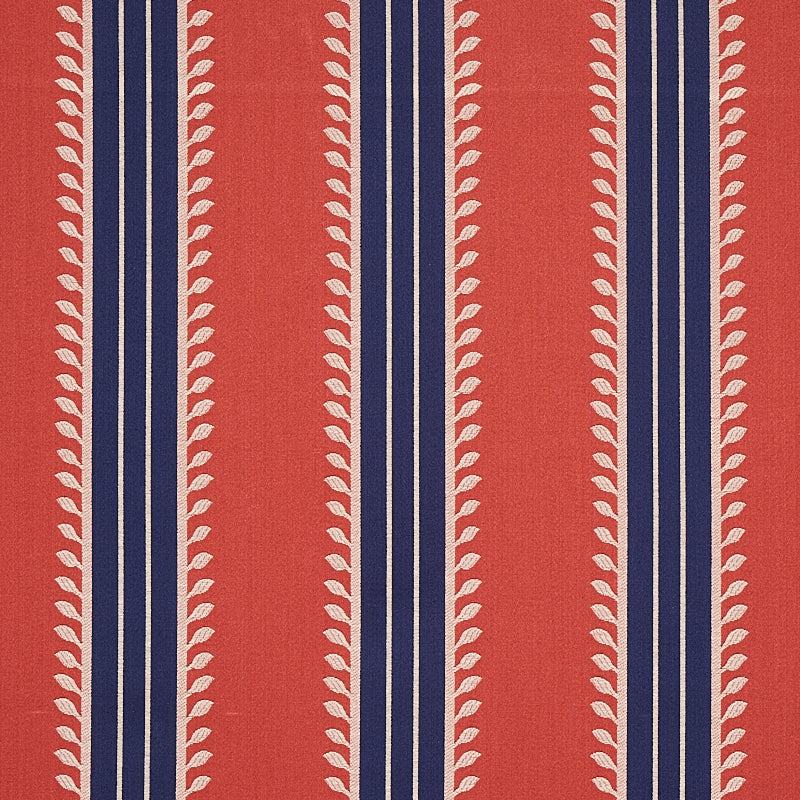 Schumacher Etruscan Stripe Red & Blue Fabric 80721