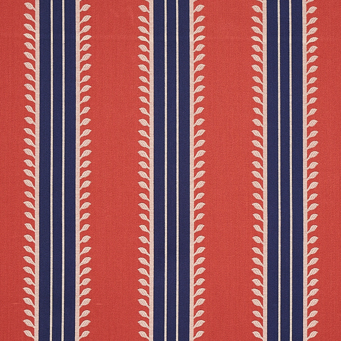 Schumacher Etruscan Stripe Red & Blue Fabric Sample 80721