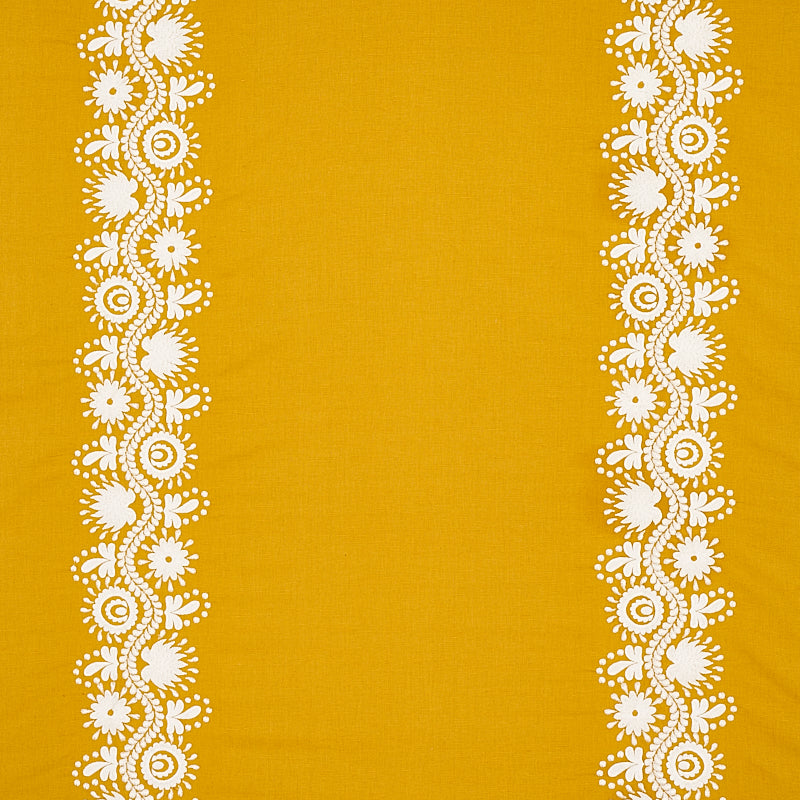 Schumacher Theodora Embroidery Saffron Fabric Sample 80740