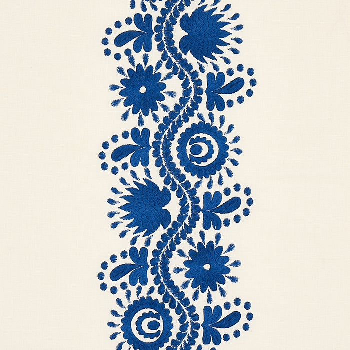 Schumacher Theodora Embroidery Blue Fabric Sample 80741