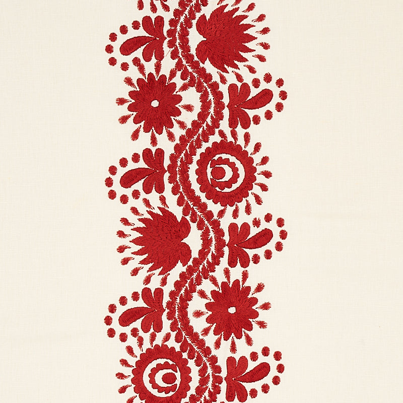 Schumacher Theodora Embroidery Red Fabric 80742