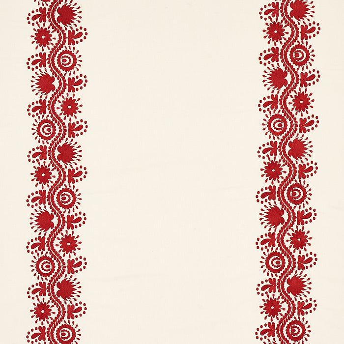 Schumacher Theodora Embroidery Red Fabric 80742