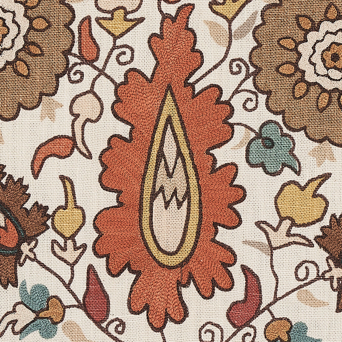 Schumacher Anatolia Embroidery Autumn Fabric Sample 80751