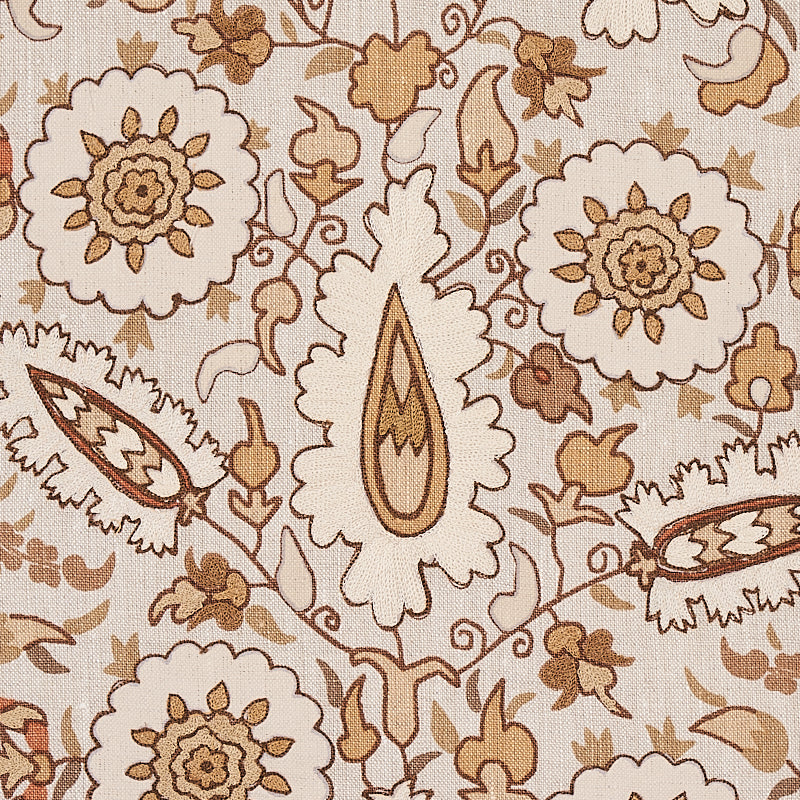 Schumacher Anatolia Embroidery Natural Fabric 80752