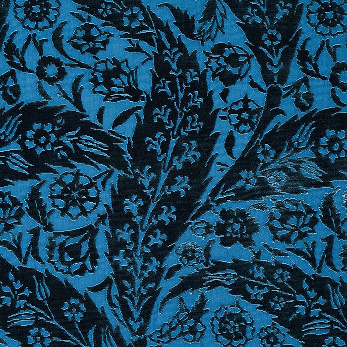 Schumacher Saz Paisley Silk Velvet Blue Fabric Sample 80780