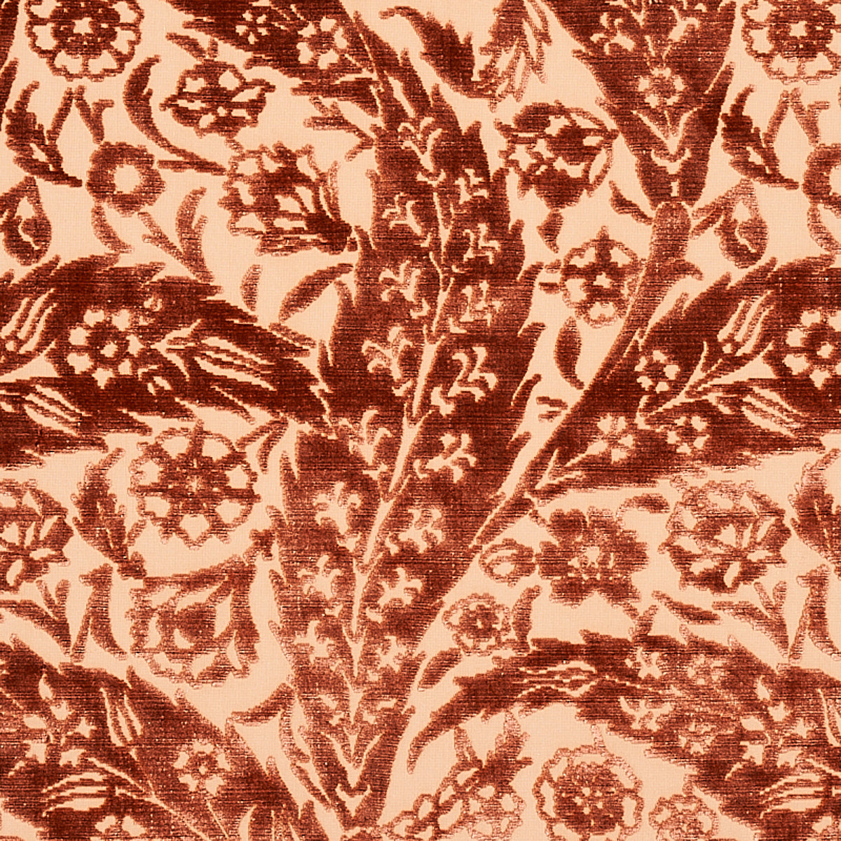 Schumacher Saz Paisley Silk Velvet Terracotta Fabric 80781