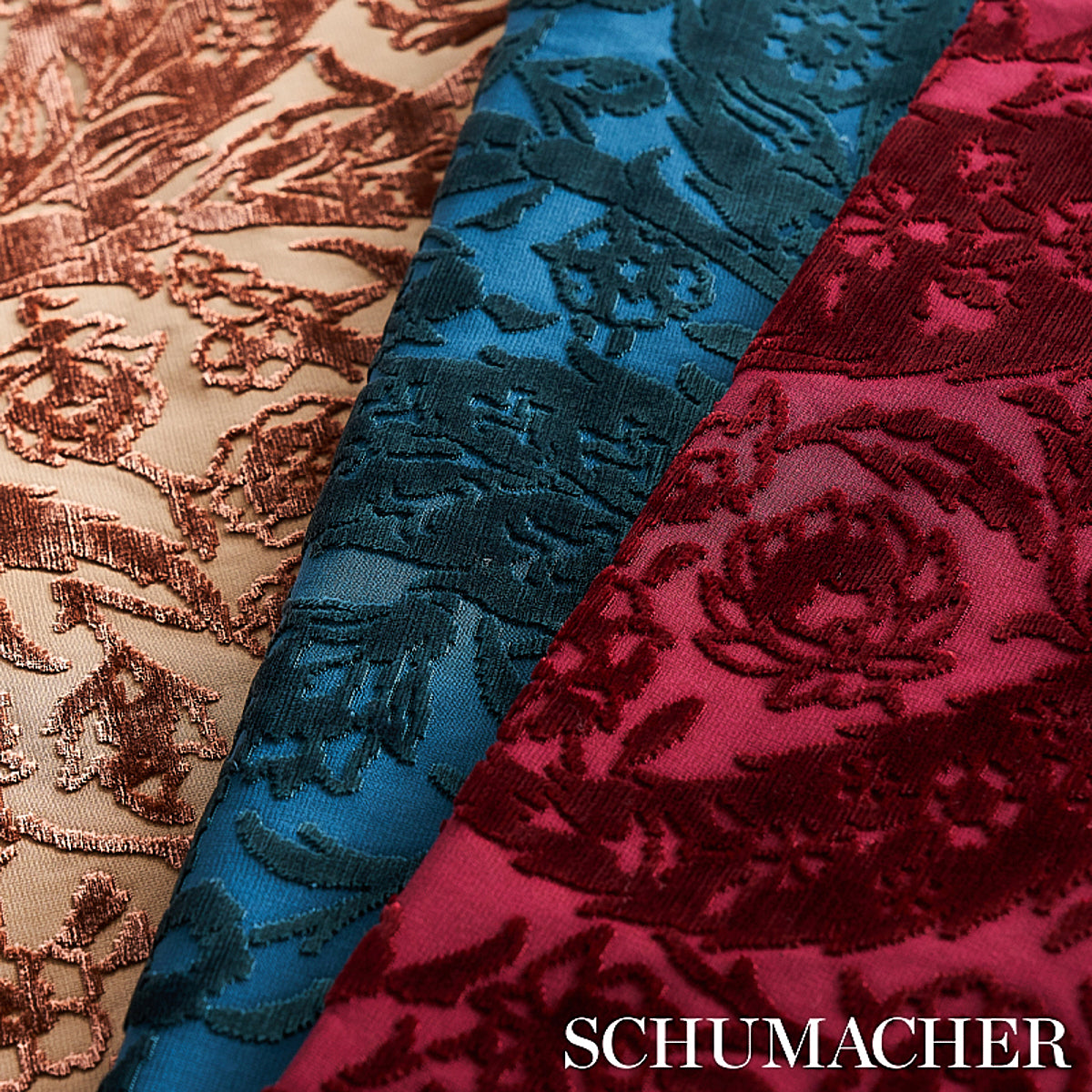 Schumacher Saz Paisley Silk Velvet Terracotta Fabric 80781