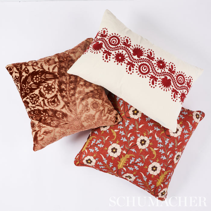 Schumacher Saz Paisley Silk Velvet Terracotta Fabric 80781