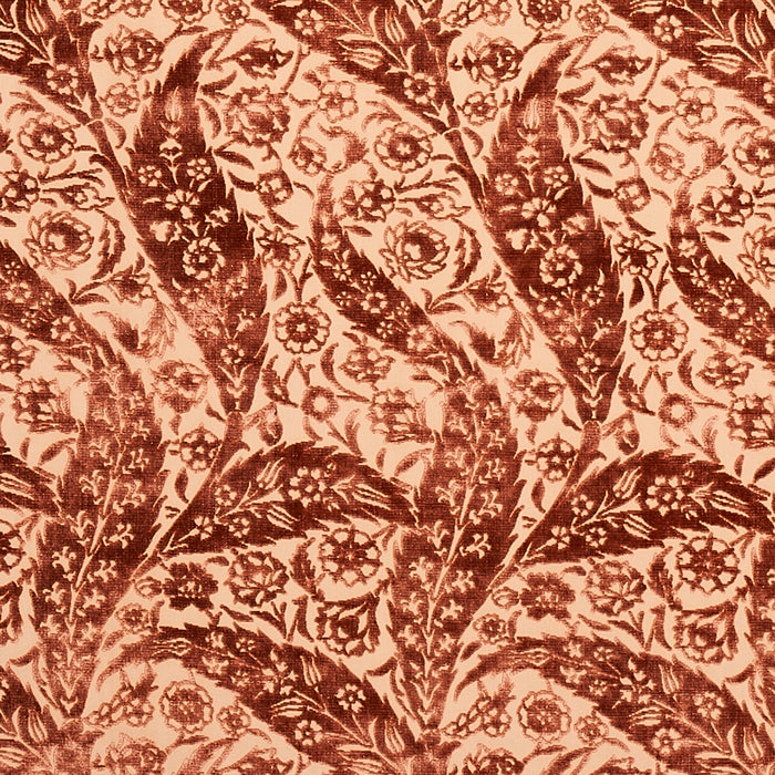 Schumacher Saz Paisley Silk Velvet Terracotta Fabric 80781