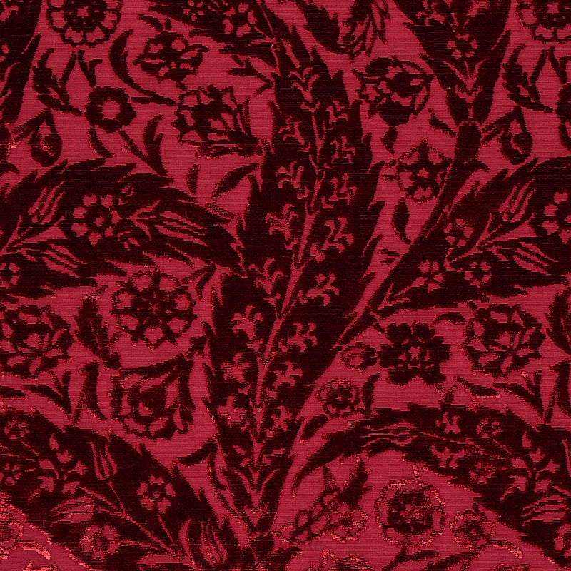 Schumacher Saz Paisley Silk Velvet Burgundy Fabric 80782