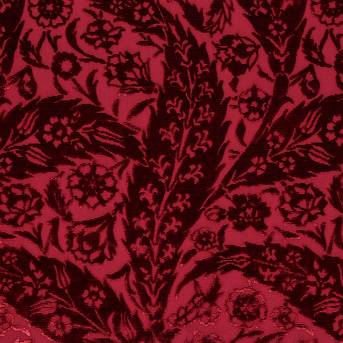 Schumacher Saz Paisley Silk Velvet Burgundy Fabric Sample 80782