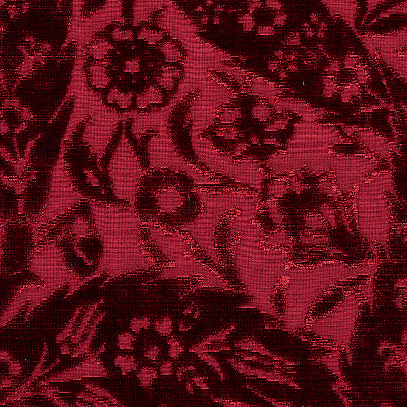 Schumacher Saz Paisley Silk Velvet Burgundy Fabric 80782