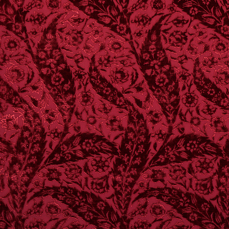 Schumacher Saz Paisley Silk Velvet Burgundy Fabric 80782