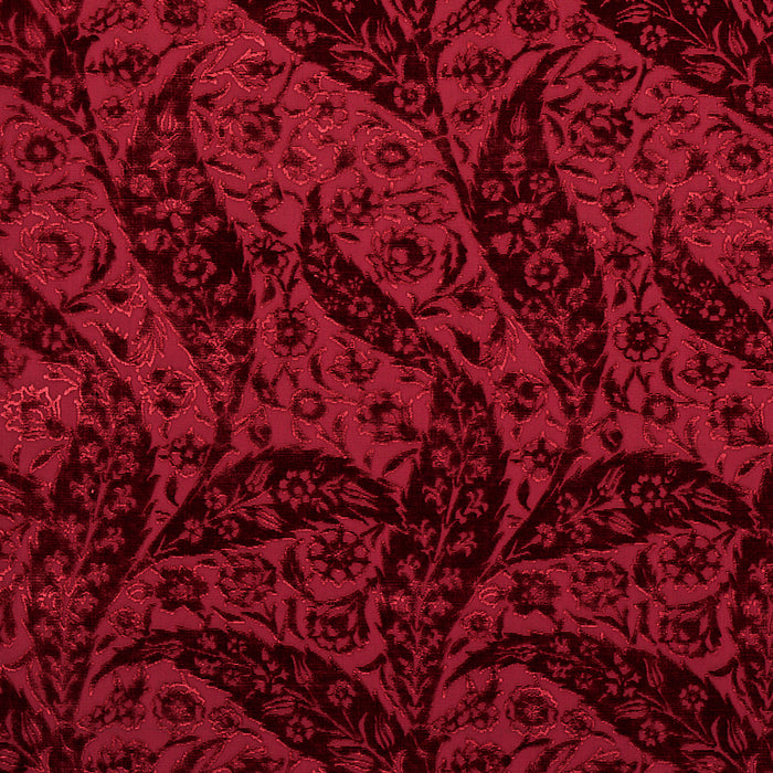 Schumacher Saz Paisley Silk Velvet Burgundy Fabric Sample 80782