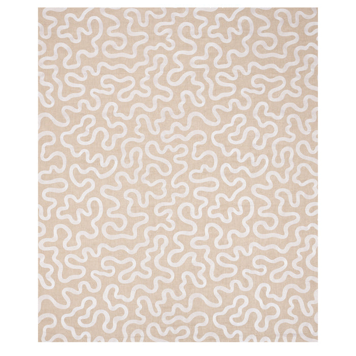 Schumacher Riley Embroidery Ivory On Natural Fabric 80792