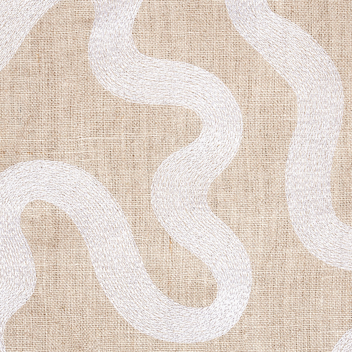 Schumacher Riley Embroidery Ivory On Natural Fabric 80792