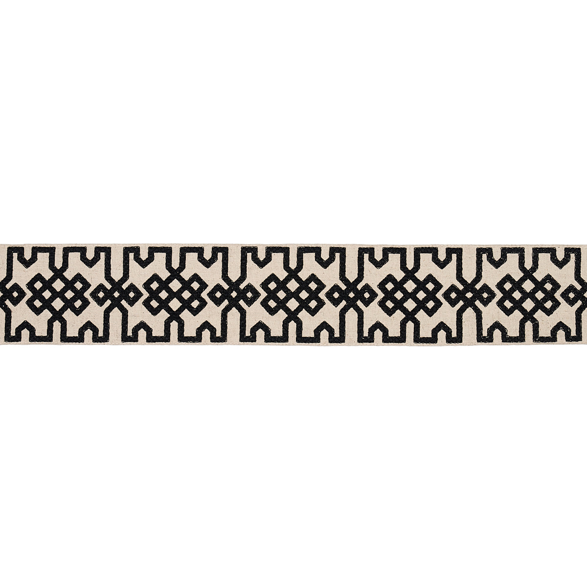 Schumacher Knotted Trellis Tape Black On Unbleached Trim 80880