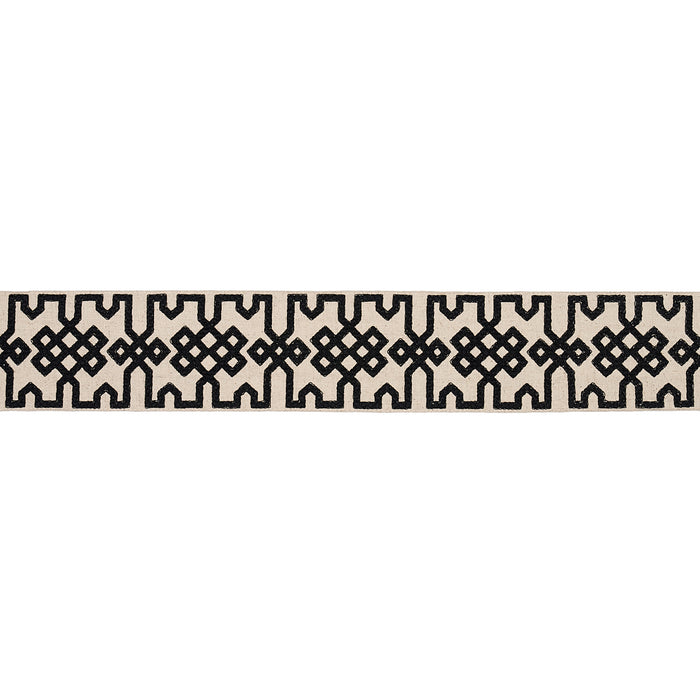 Schumacher Knotted Trellis Tape Black On Unbleached Trim Sample 80880