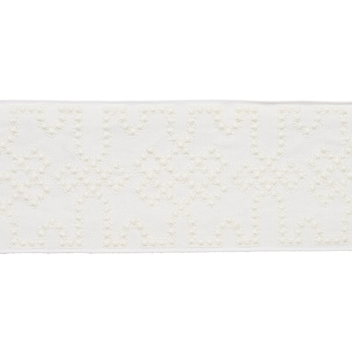 Schumacher Knotted Trellis Tape White On White Trim Sample 80884