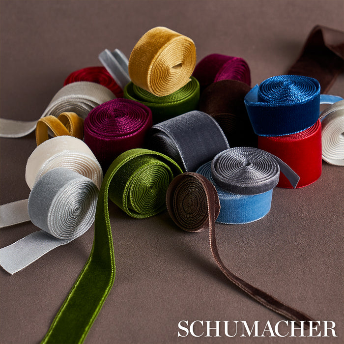 Schumacher Velvet Tape Narrow Ivory Trim Sample 80920