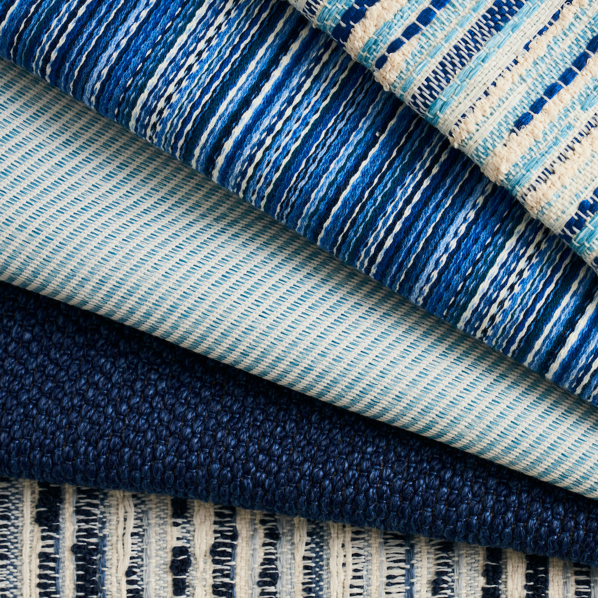 Schumacher Fino Stripe Indoor/Outdoor Cobalt Fabric Sample 81070