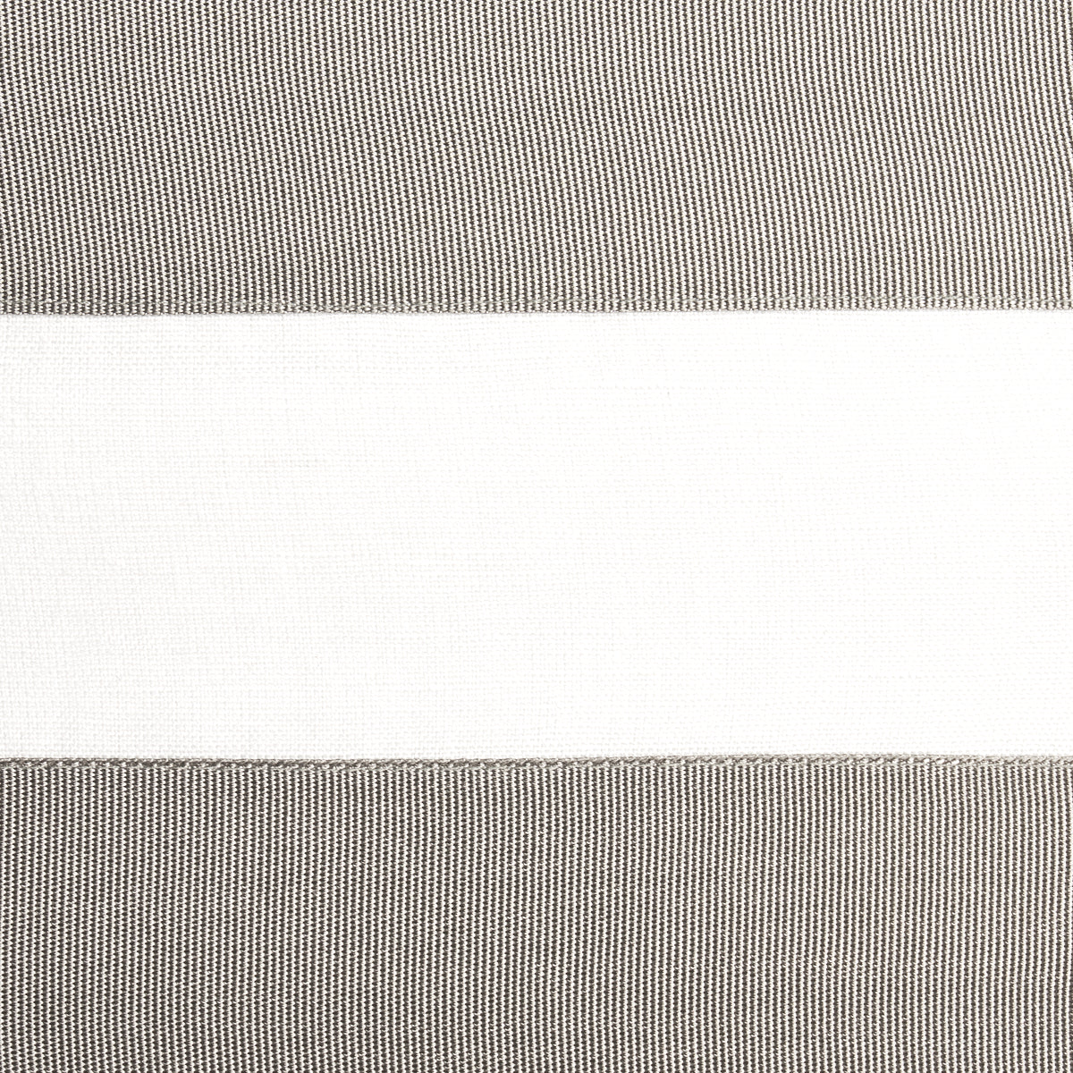 Schumacher Ribbon Applique Panel Grey On Ivory Fabric 81140