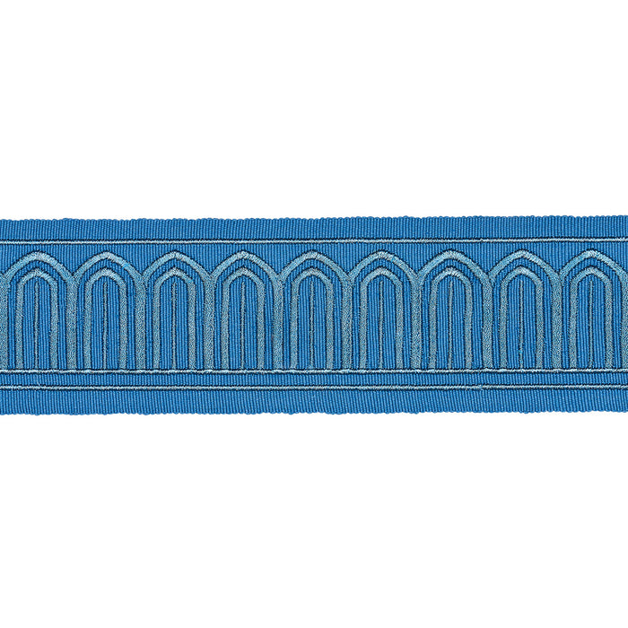 Schumacher Arches Embroidered Tape Medium Teal Trim 81151