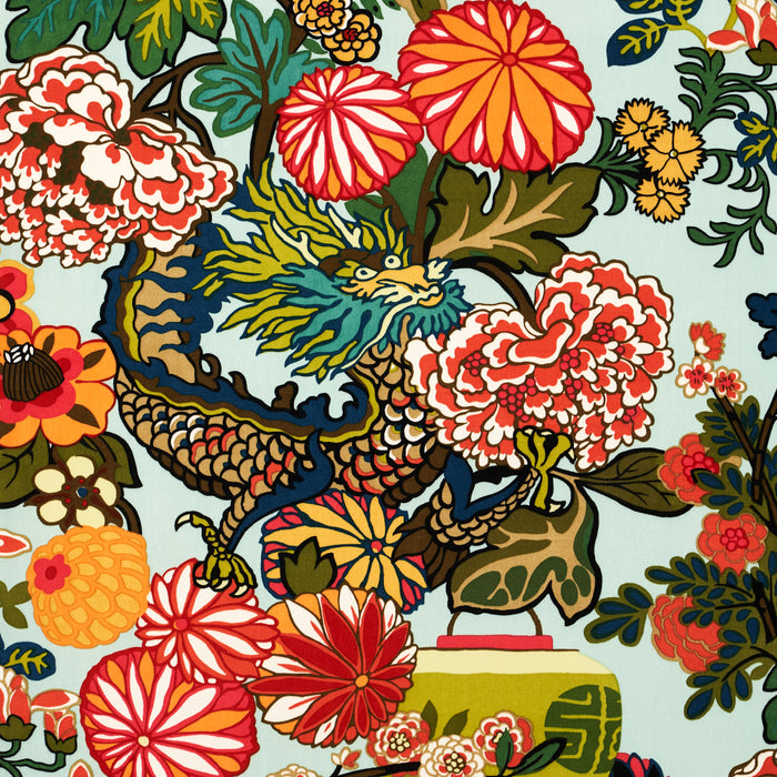 Schumacher Chiang Mai Dragon Velvet Aquamarine Fabric 81170