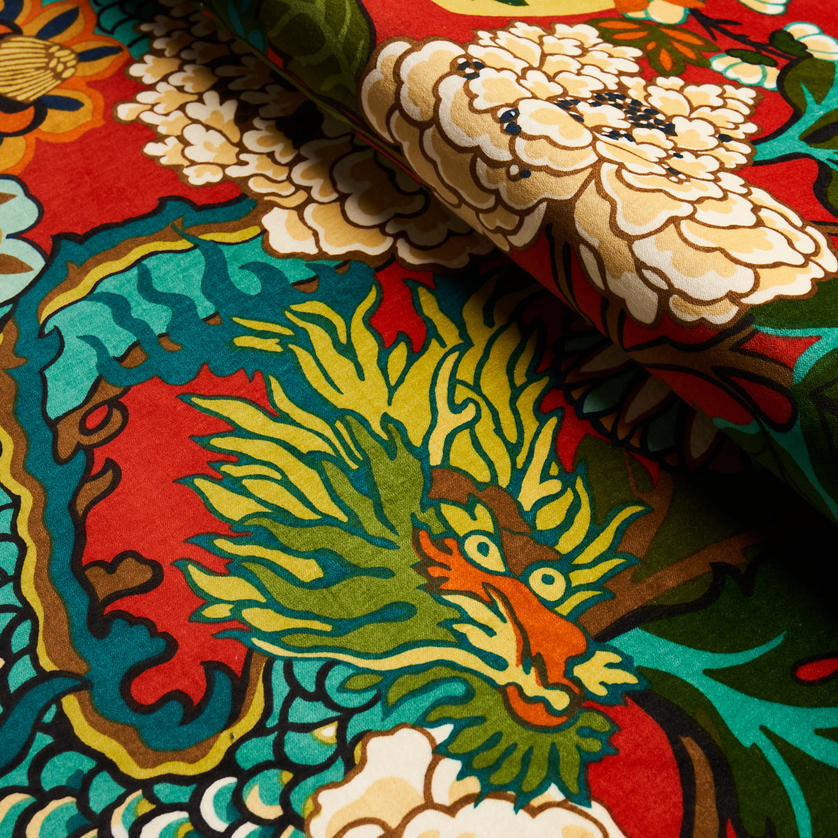 Schumacher Chiang Mai Dragon Velvet Lacquer Fabric 81172