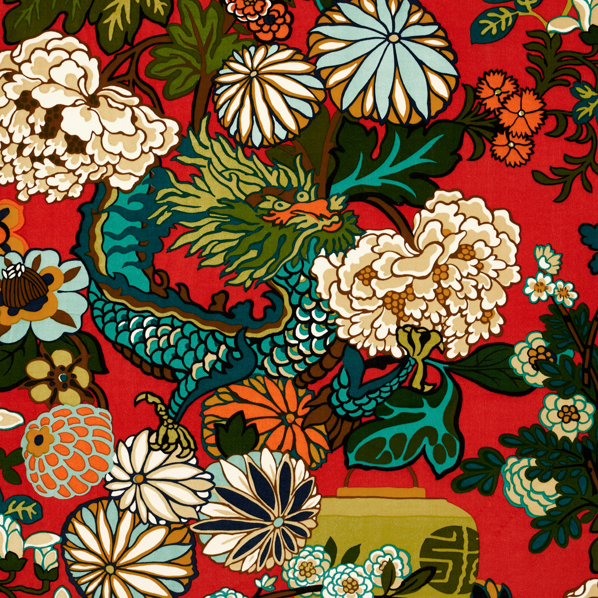 Schumacher Chiang Mai Dragon Velvet Lacquer Fabric 81172