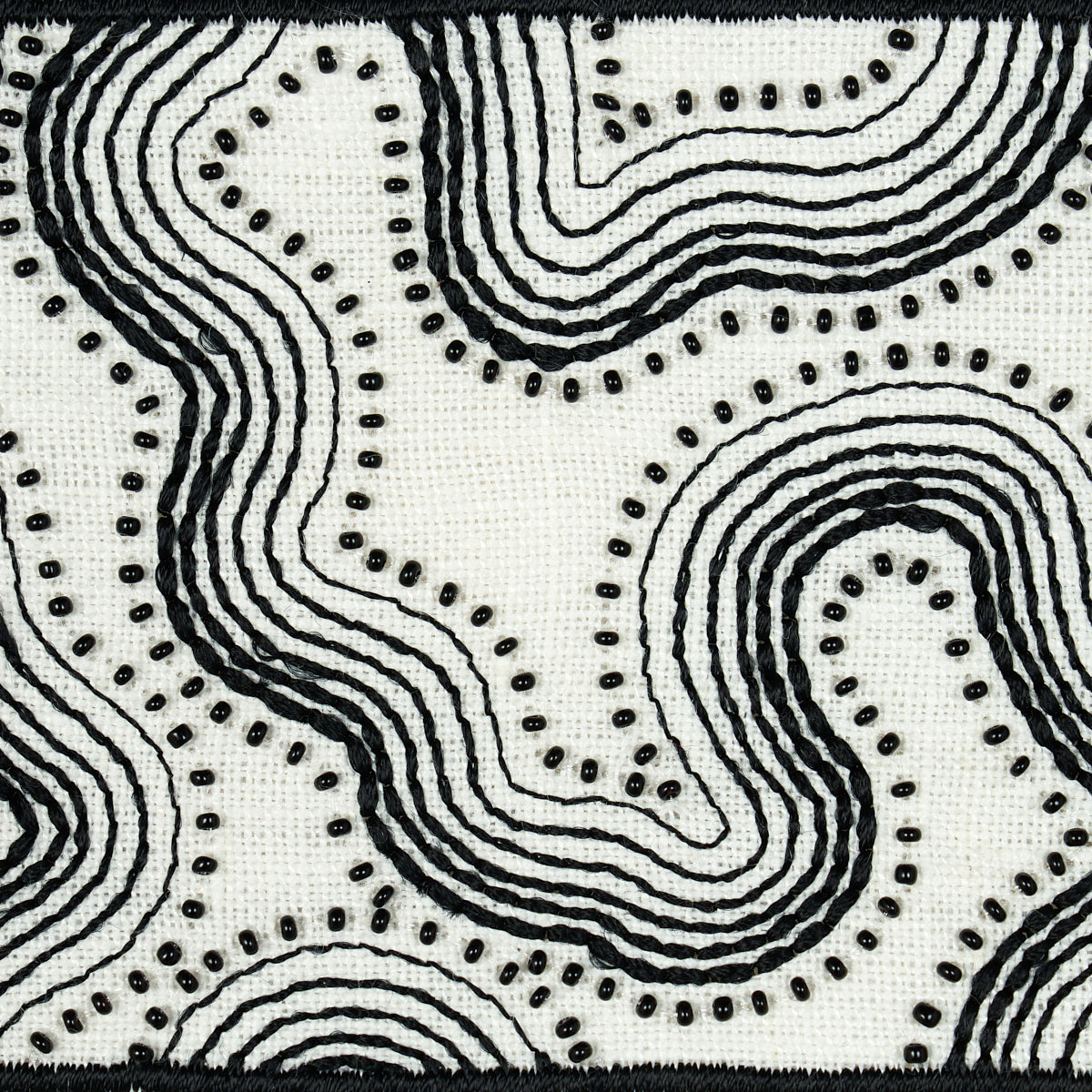 Schumacher Topo Beaded Tape Black & White Trim Sample 81220