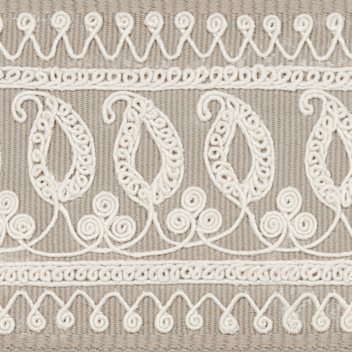 Schumacher Paisley Embroidered Tape Sand Trim 81231