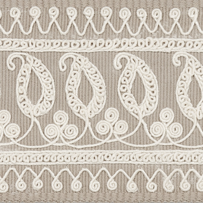 Schumacher Paisley Embroidered Tape Sand Trim Sample 81231