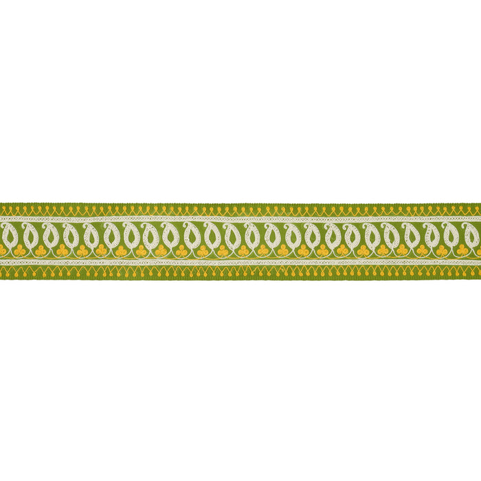 Schumacher Paisley Embroidered Tape Green & Yellow Trim 81232