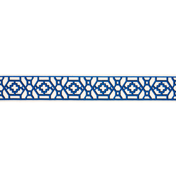 Schumacher Zanzibar Trellis Tape Blue Trim Sample 81280