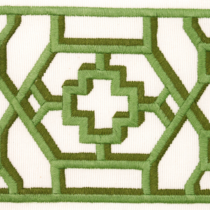 Schumacher Zanzibar Trellis Tape Jade Trim Sample 81281