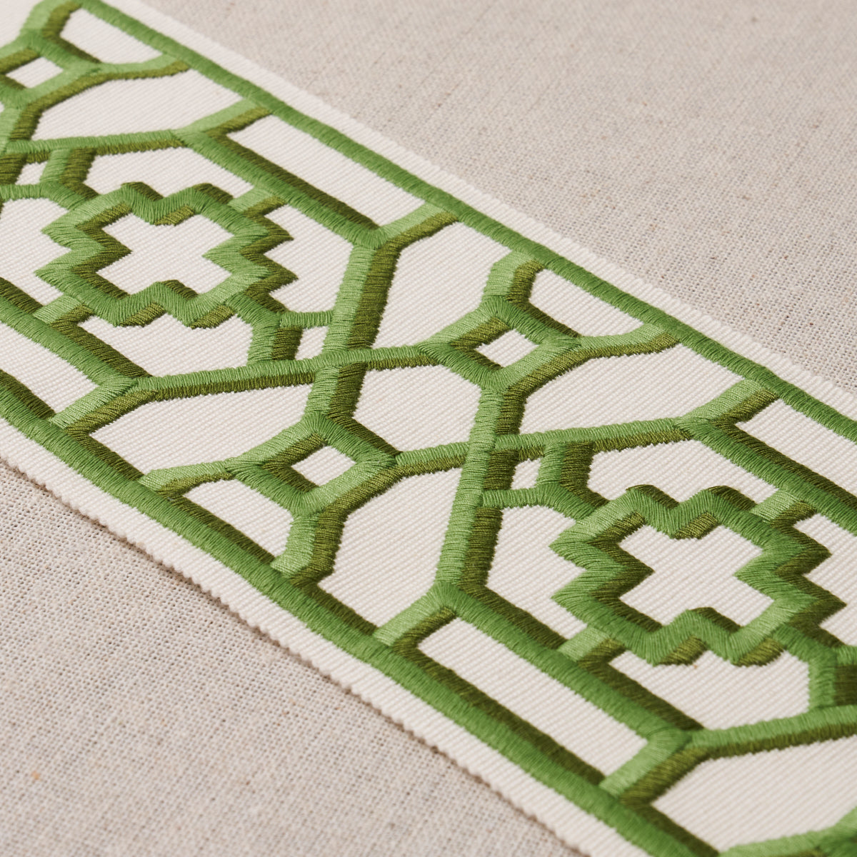 Schumacher Zanzibar Trellis Tape Jade Trim 81281